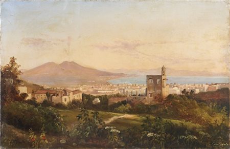 Giacinto Gigante "Panorama di Napoli dall'Arenella" 1871
olio su tela (cm 35x54)