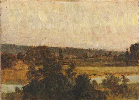 Giuseppe De Nittis "Campagna francese" 
olio su tavoletta (cm 9x12)
firmato in b