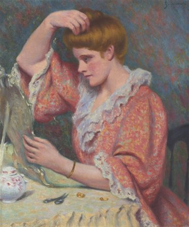 Federico Zandomeneghi "A la toilette" 
olio su tela (cm 54x45)
firmato in alto a