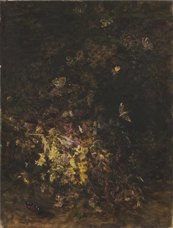 Olga Wisinger-Florian "Sottobosco con farfalle" 
olio su tela (cm 62,5x49)
in co