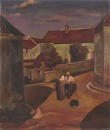 Mario Tozzi "Incontro" 
olio su tela (cm 105x90)
firmato in basso a sinistra
in