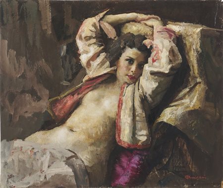 Giuseppe Amisani "La modella" 
olio su compensato (cm 60x72)
firmato in basso a