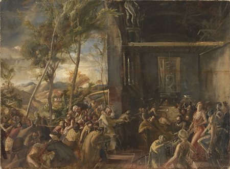 Pietro Annigoni "Banchetto dei poveri" 
tempera grassa su tela (cm 55x75)
monogr