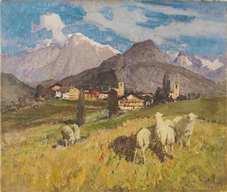 Alessandro Lupo "Paesaggio valdostano" 
olio su tela (cm 85x100)
firmato in bass