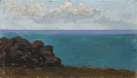 Angelo Morbelli "Marina ligure" 
olio su tavoletta (cm 11x19)
firmata in basso a