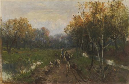 Paolo Sala "Campagna con figure" 
olio su tela (cm 65x100)
firmato in basso a de