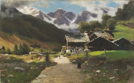 Silvio Poma "Macugnaga e il Monte Rosa" 
olio su tela (cm 42x73)
firmato in bass