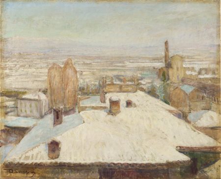 Baldassarre Longoni "Nevicata in Brianza" 
olio su tela (cm 60x80)
firmato in ba