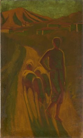 Innocente Salvini "Verso l'ovile" 1935
olio su tela (cm 100x60)
firmato e datato