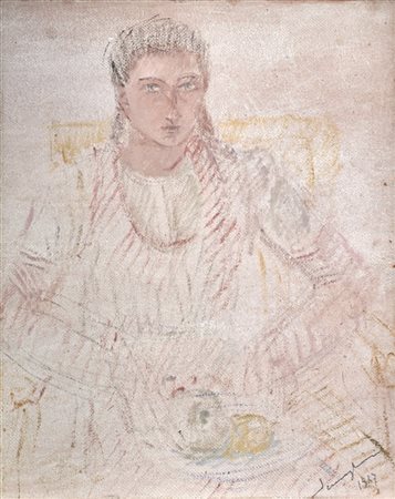 Pio Semeghini "Ritratto di fanciulla" 1947
tecnica mista su cartone (cm 50x38)
f