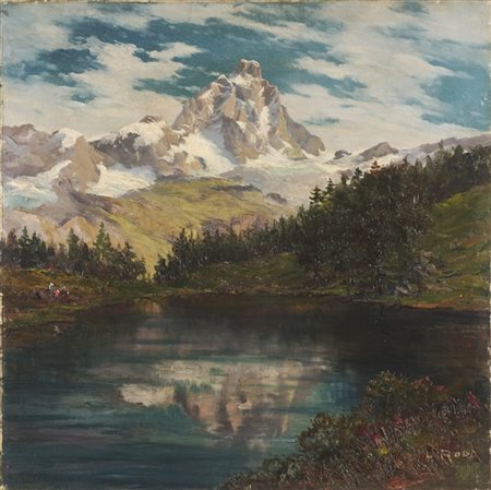 Leonardo Roda "Il Cervino" 
olio su tela (cm 62x60)
firmato in basso a destra
in
