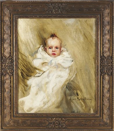 Lino Selvatico "Bebè" 
olio su tela (cm 60x51)
firmato in basso a destra
in corn