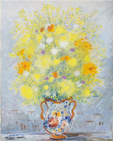 Michele Cascella "Vaso con fiori" 
olio su tela (cm 50x40)
firmato in basso a si