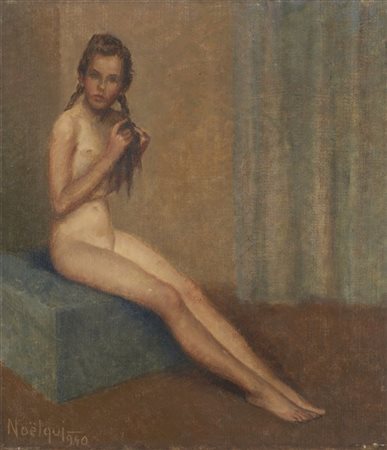 Noel Quintavalle "Nudino" 1940
olio su tela (cm 40x35)
firmato e datato in basso