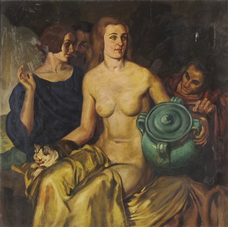Ubaldo Cosimo Veneziani "La tentazione o Pandora" 1925
olio su tela (cm 122x120)