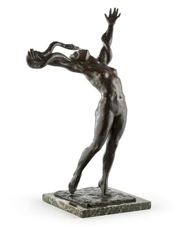 Franco Bargiggia "Eva ed il serpente" 
scultura in bronzo (cm 52x33x22) su base