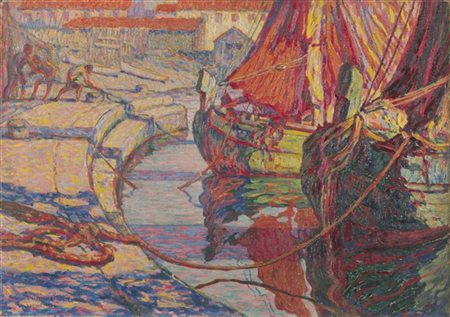 Federico Sartori "Partenze nel porto" Viareggio, 1923
olio su tela (cm 53x74)
fi