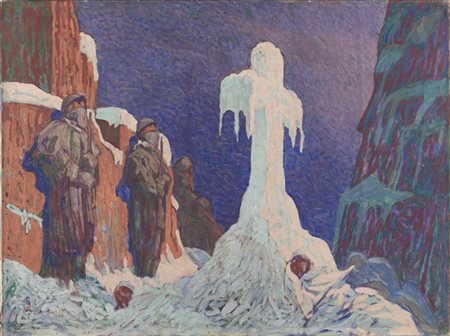 Federico Sartori "Croce di ghiaccio ai caduti" 
olio su tela (cm 75x100)
firmato