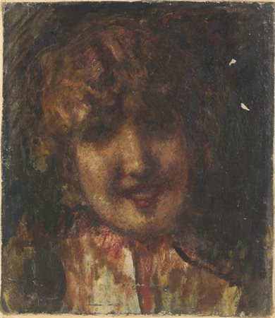 Gaetano Previati (Attribuito)

"Ritratto di ragazza sorridente" 
olio su carta a