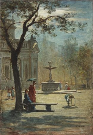 Marco Calderini (Attribuito)

"Il giardino dei Ripari" 
olio su cartone (cm 50x3