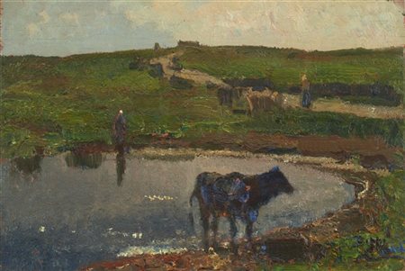 Beppe Ciardi "Pian d'Asiago" 
olio su tavola (cm 22x31)
firmato in basso a destr