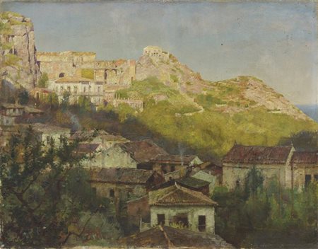 Nicolas De Corsi "Tempio greco a Taormina" 
olio su cartone telato (cm 30x39)
fi