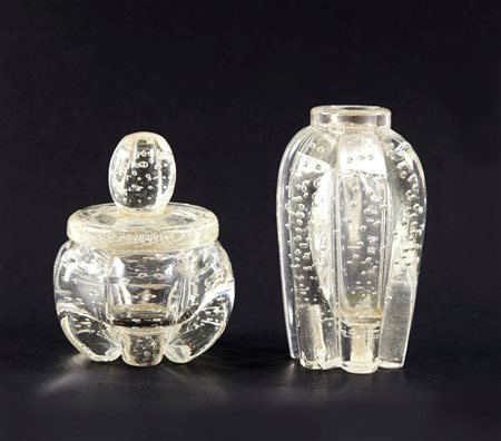 Fratelli Toso (Murano, 1854 - ) 
Lotto composto da due ampolle 
 Cm 12x10; 17,5x8,5