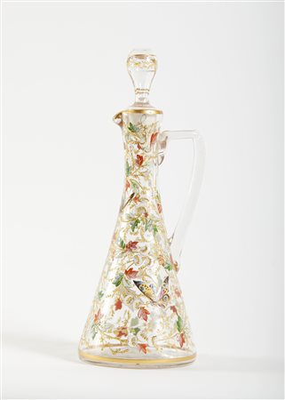 Emile Galle (attribuito a) (Nancy, 04/05/1846 - Nancy, 23/09/1904) 
Ampolla in Vetro Dipinta a Mano XIX Sec
Vetro Cm 23x9