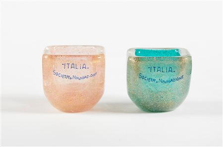 Carlo Scarpa (Venezia, 02/06/1906 - Sendai, 28/11/1978) 
Coppia di Posaceneri di Carlo Scarpa per Venini Anni 30/40
 Cm 5,5x7; 6x6,5