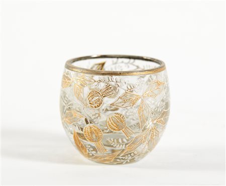 Emile Galle (attribuito a) (Nancy, 04/05/1846 - Nancy, 23/09/1904) 
Bicchierino in vetro Smaltato  XIX Sec
Vetro Cm 5x5