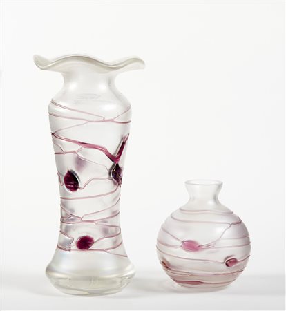 Freiherr von Poschinger (attribuito a)  
Ampolla e Vasetto Freiherr von Poschinge XX sec
Vetro Cm 24,5x12; 12x10