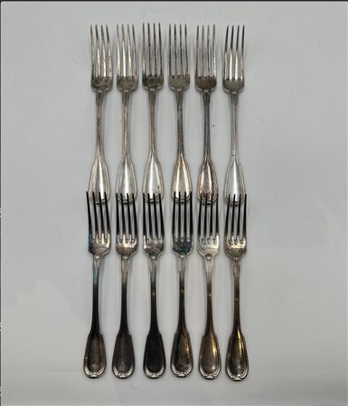  Lotto Composto da 12 Forchette in Argento 800 XX sec 