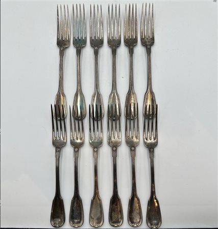  Lotto Composto da 12 Forchette in Argento 800