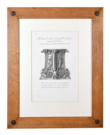 Francesco Piranesi (Roma, 1758 - Parigi, 1810) 
"Ara antica di marmo ornata di finissimi intagli, e sculture. Si vede nel Palazzo detto la Farnesina alla Longara" 
 