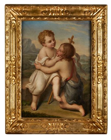 Fausto Muzzi (1801 - 1879) 
"Gesù Bambino e San Giovannino" 
Olio su tela Cm 93,5x67,5.