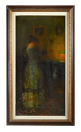  
Fanciulla con Pianista Fine XIX sec
Olio su Cartone Cm 63 x 31.5