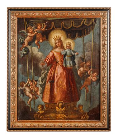  
"Madonna in gloria con angeli" 
 Cm 62x50