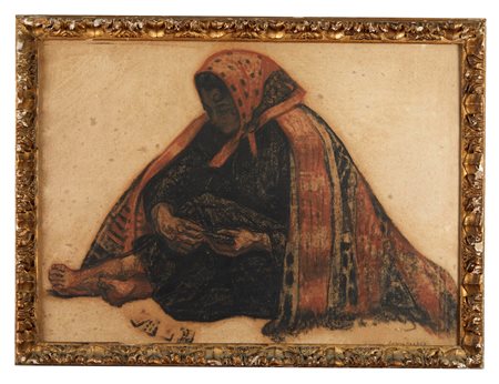 Georges  Dorignac (Bordeaux , 1879  - Parigi , 1925) 
“Zingara” 
Tempera su cartone Cm 43,5x60,5