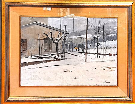 Osvaldo Curandai (Firenze, 1931 - Rignano, 2019) 
Paesaggio innevato 
Olio su tela Cm 50x70