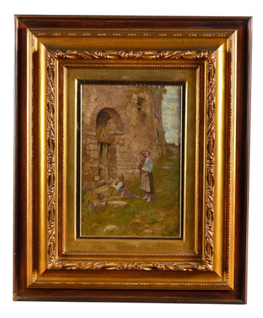 Niccolò Cannicci (Firenze, 29/10(1846 - Firenze, 19/01/1906) 
“Senza Titolo” 
Olio su cartone Cm 35x24