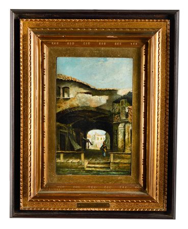 Vincenzo Cabianca (firma_di) (Verona, 20/06/1827 - Roma, 22/03/1902) 
“Senza titolo” 
Olio su tavola Cm 35x24