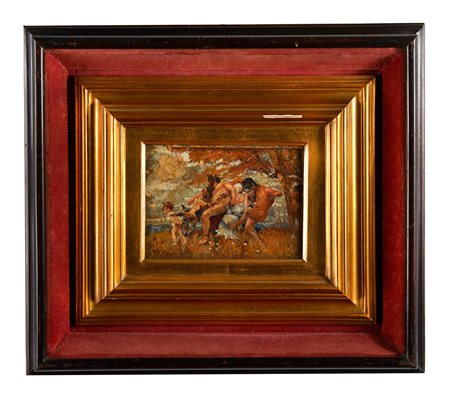 Ettore Tito (firma_di) (Castellammare di Stabia, 15/12/1859 - Venezia, 26/06/1941) 
“Senza Titolo” 
Olio su tavola Cm 16x21,5