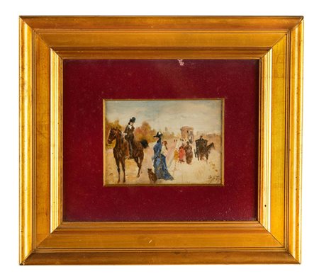 Giuseppe De Nittis (Barletta, 25/02/1846 - Saint-Germain-en-Laye, 21/08/1884) 
“Senza titolo” 
Olio su tela Cm 12x17