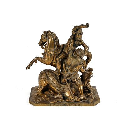 Théodore Gechter (Parigi, 15/10/1795 - Parigi, 11/12/1844) 
“Charles Martel” 
Scultura in bronzo Cm 32x29x16