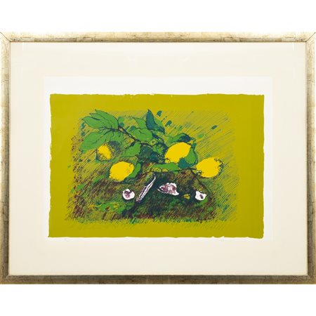 GIANCARLO CAZZANIGA, Limoni, Litografia a colori