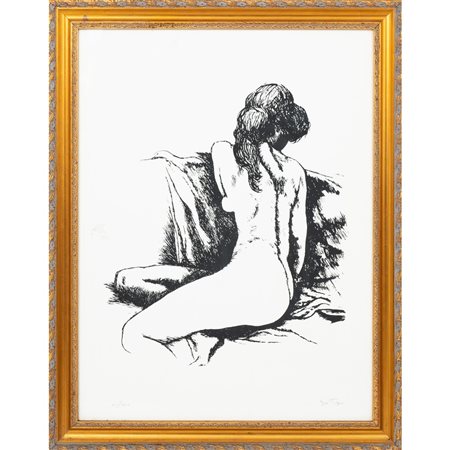PITTORE DEL XX SECOLO, Nudo di schiena, Litografia a colori