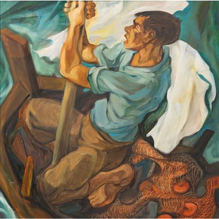 BRUNETTO BRACCIANTE, Pescatore, Olio su tela