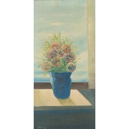 GUALTIERO BRIANZOLI, Vaso con fiori, Olio su tela