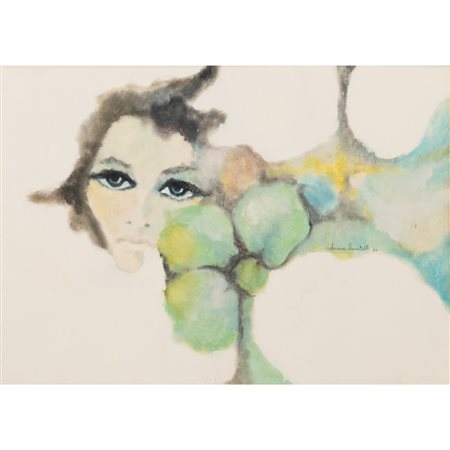 ADRIANO LOCATELLI, Volto femminile, Olio su tela