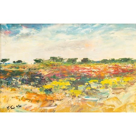 PITTORE DEL XX SECOLO, Paesaggio, Olio su tela